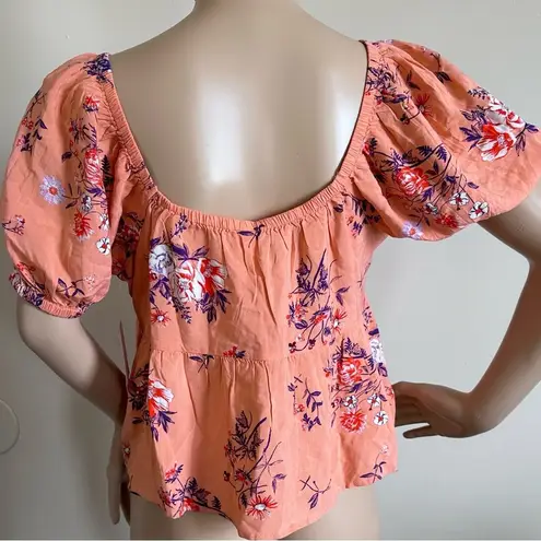 Abound || floral puff sleeve V Neck blouse