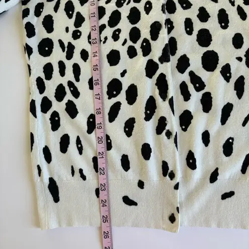 Cyrus  Animal Print White and Black Button Down Cardigan Sweater Size Medium