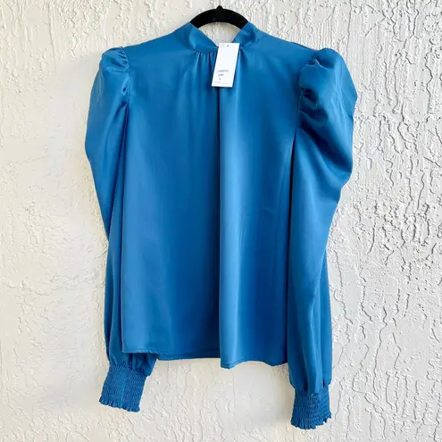 Jealous Tomato NWT Long Puff Sleeve Back Tie Top Blouse Blue Women's Size Large
