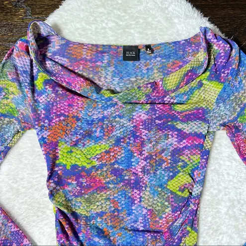 Black Label Saks Fifth Avenue Multicolor Snakeskin Print Ruched Top