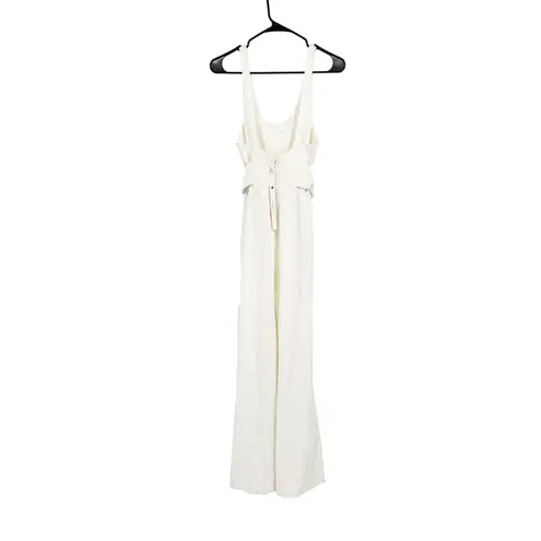 Jonathan Simkhai White Wide Leg Belted Crepe Side Slit Scoop Neck Jumpsuit 0 NWT