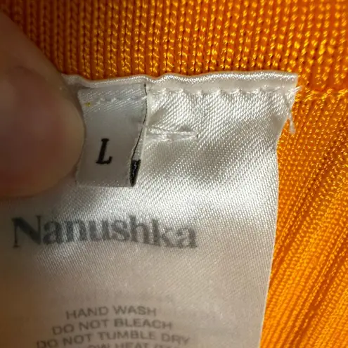 Nanushka Orange Ribbed Knit Wide Leg High Rise Pull