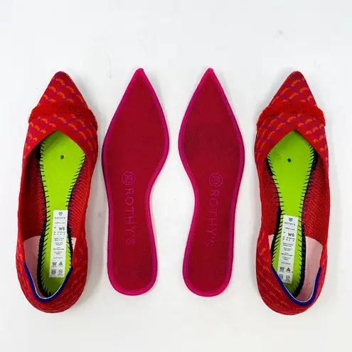 Rothy's The Point Pomegranate Grid Size 6 Slip On Ballet Flats Pink Orange