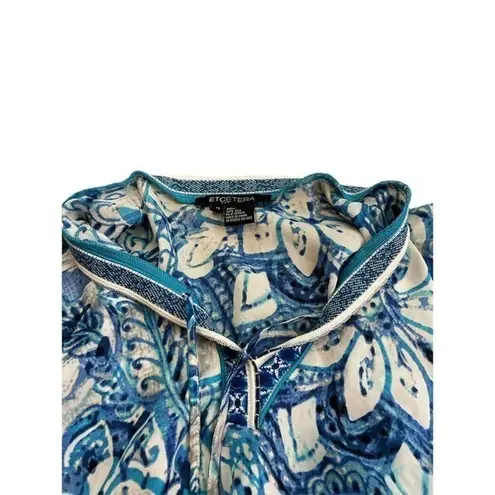 Etcetera floral print 100% silk long sleeve boho top size 0