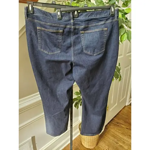 st. john's bay  Women Blue Denim Cotton Mid Rise Straight Leg Jeans Pant Size 24WS