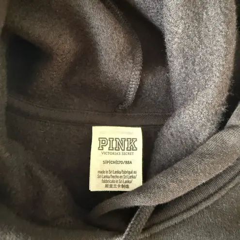 Victoria's Secret PINK Black Campus Bling Cropped Hoodie Size S Oversized