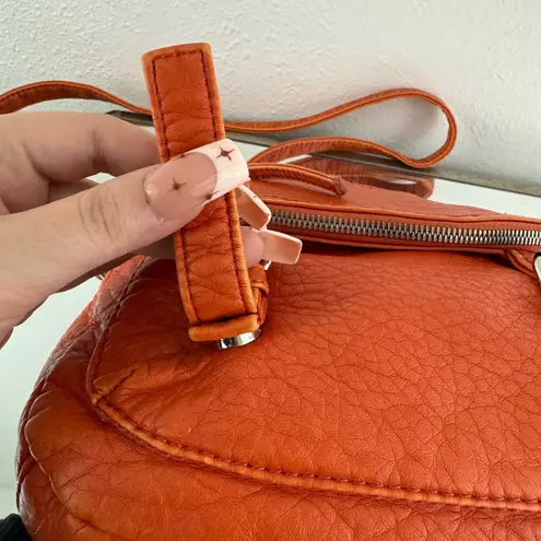 GAL Orange Faux Leather Retro Flap Over Dual Buckle Crossbody Saddle Bag Purse
