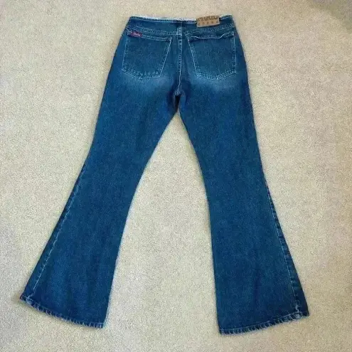 Mudd  Blue Vintage Denim Frayed Waist Flared Jeans Mid Rise Cotton Size 7 Junior