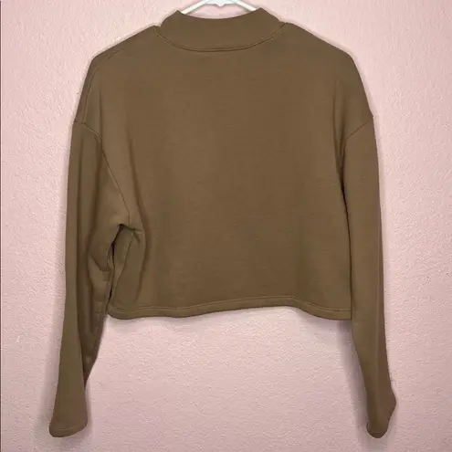 Oak +Fort Oversized Tan Cropped Minimalist Sweatshirt. Size S