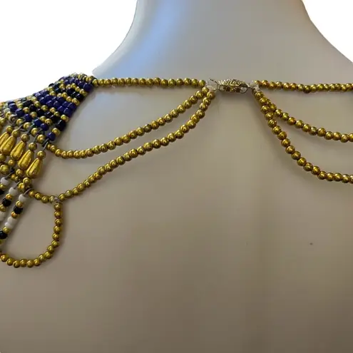 Ancient Egyptian Revival Beaded Scarab Collar
Necklace Handmade Statement Piece Gold
