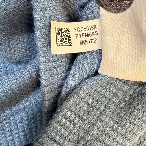 American Eagle Blue Long Sleeve Thermal Knit Turtleneck Cropped Shirt Size Large