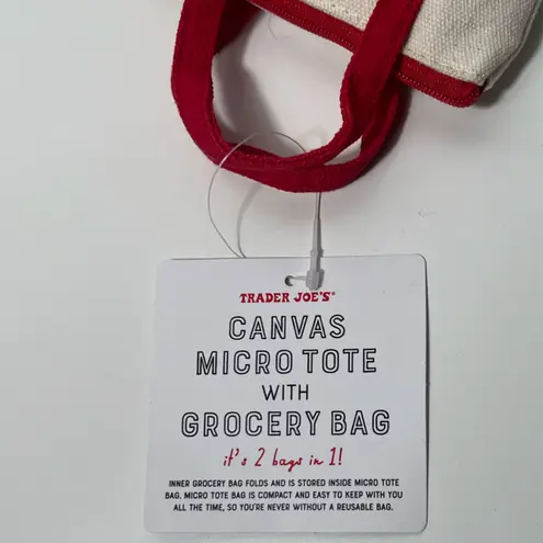 Trader Joe’s Canvas Micro Mini Tote with Reusable Grocery Bag Charm Red
