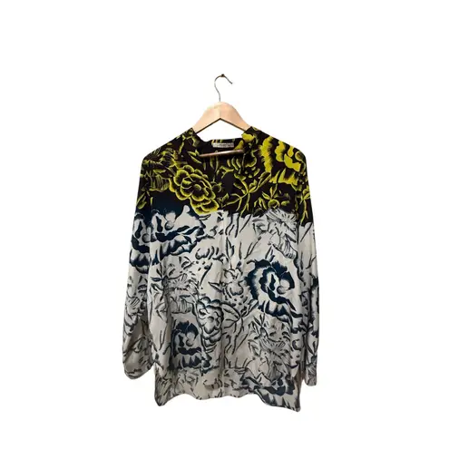 ETRO Silk Floral Print Blouse Size 10 Yellow