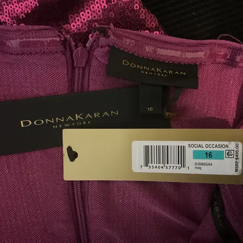 Donna Karan Sequined Sleeveless Midi Sheath Sparkly Cocktail Party Pink Size 16
