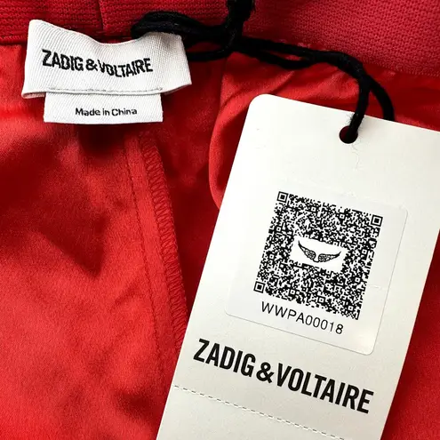 Zadig & Voltaire Paula Band Pants Trousers Tuxedo Stripe Pockets Red 42 XL NWT