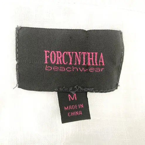 Cynthia Beachwear White Linen Cover Up Tunic Size M Size M