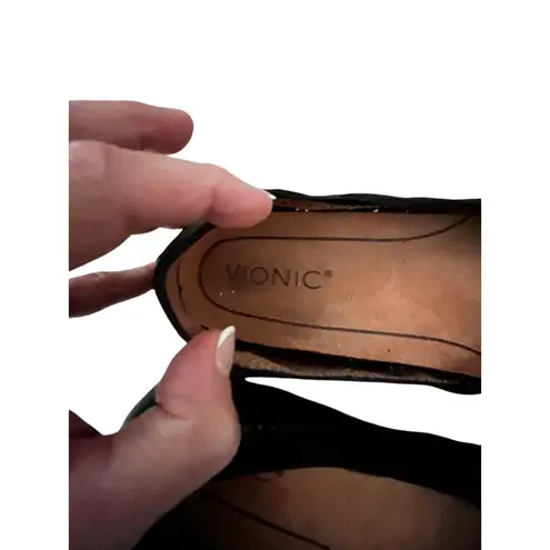 Vionic Robyn Black Leather Flats 6.5M Arch Support Comfort Ballet