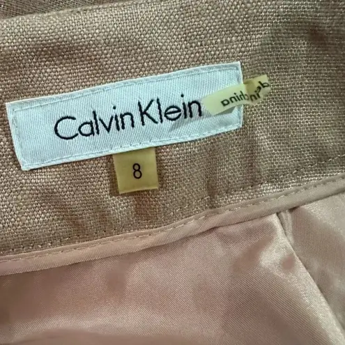 Calvin Klein  Size 8 Women’s Knee Length Pencil Skirt 100% Linen Shimmer Pink NWT