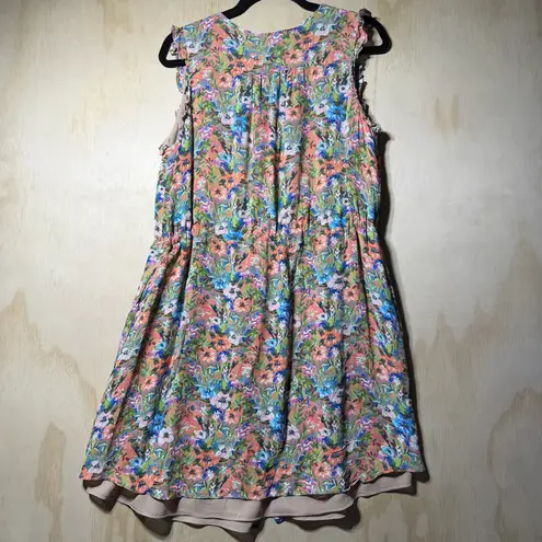 Slate + Willow Floral Sleeveless Dress Size 10 Multicolor Button Front Lined