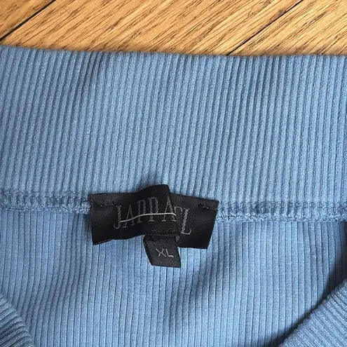 JAPPAREL Blue Ribbed Knit Midi Skirt XL Made in USA