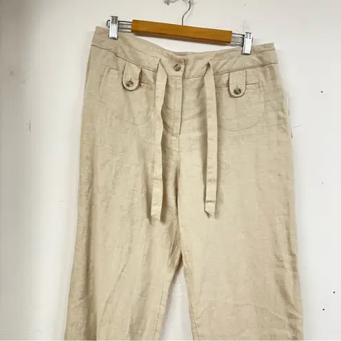 Charter Club  Linen Tan Wide Leg Womens Pants 12 Old Money Lagenlook Capsule