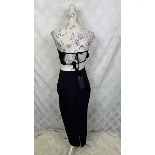 Vesper Bodycon Black Cut out Bandeau Midi Dress Size 8 NWT