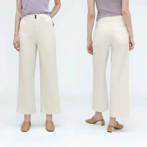 Everlane The Organic Wide-Leg Pant Cotton Double Button Cropped Bone White NWT 6