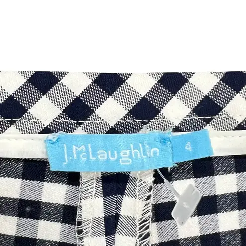 J. McLaughlin Georgina Ankle Pant Women 4 Blue White Gingham Check Stretch Preppy