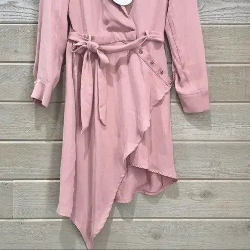 RUNAWAY THE LABEL Pink Asymmetrical Shirt Dress S