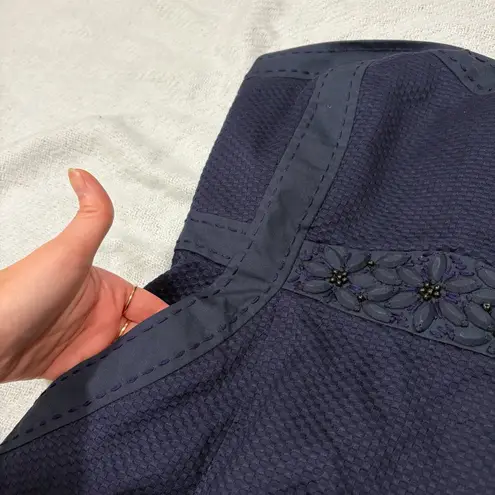 Rebecca Taylor  Blue textured Tube Sleeveless Beaded Dress Sz 0 Party Wedding