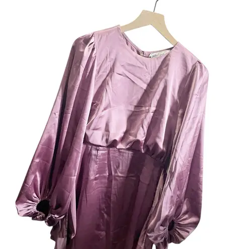 Petal and Pup Emillia Purple Puff Sleeve Satin Mini Dress 6 NWT