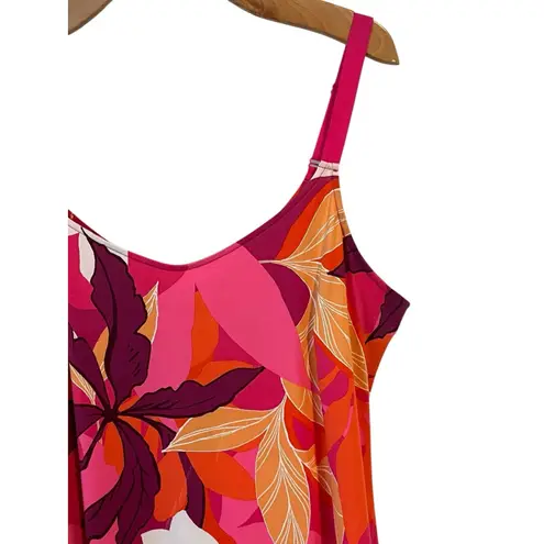 Lilac + London Chemise Sleep Top Womens XL Tropical Floral Sleeveless Soft Satin