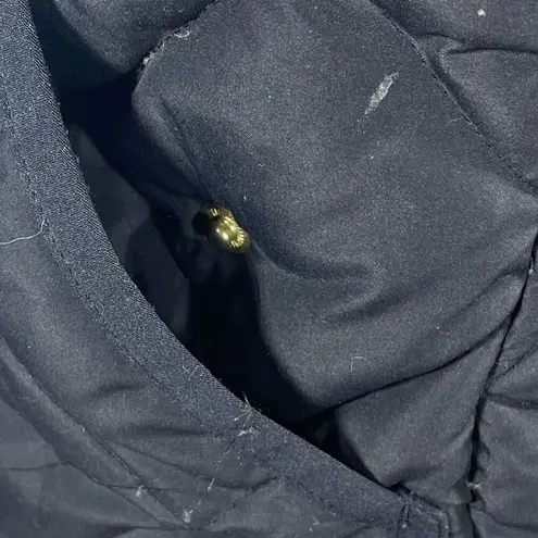 J. Crew Factory Quilted Vest Black Gold Mock Neck Size XS Extra Small