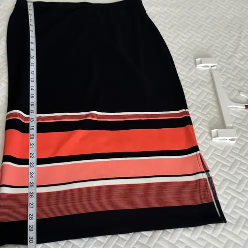 C EST. 1946 Chic Black and Salmon Striped Midi Skirt Size Medium