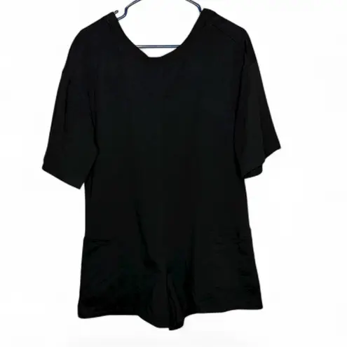 HYFVE  Oversized V-back Short Sleeve Romper Black. Size S - Image 2