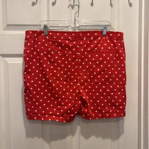 Caribbean Joe Red Stars Cotton Chino 5" Shorts Stretch Flat Pockets Holiday USA