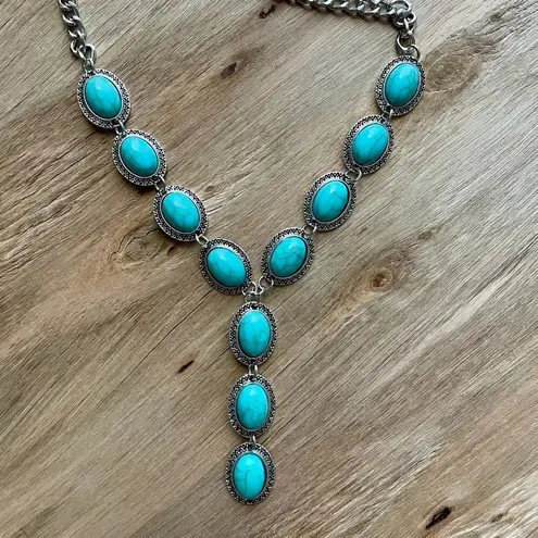 Red Saguaro Trading Post Faux Turquoise Concho Lariat Necklace