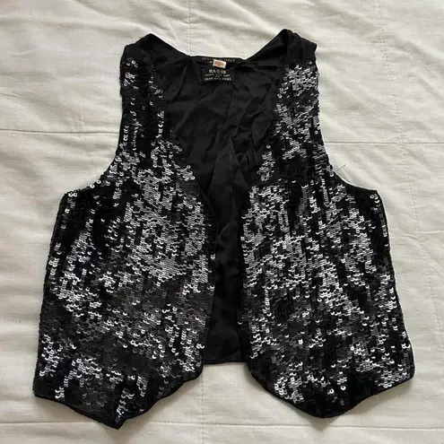 Vintage silk Black sequin vest size small