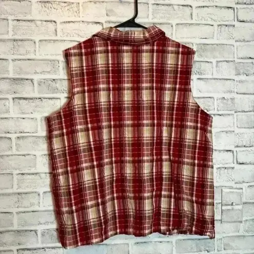 Krazy Kat  women sleeveless button down‎ top plaid size 2XL  100% cotton see pics