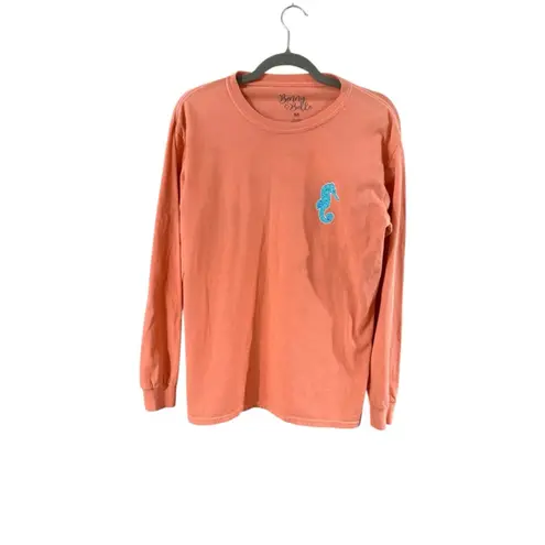 Women's Benny & Belle Long Sleeve Tee M Orange Blue Seahorse Size M