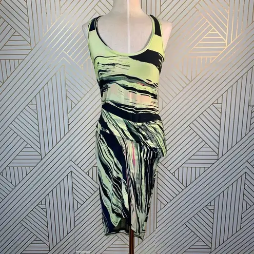 Rachel Roy Michelle Printed Gathered Tank Dress Green Size XS