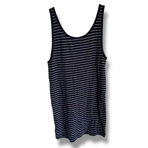 Motherhood Womens Tank Top Navy Blue White Striped Ribbed Size L