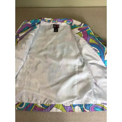 Redd Jeans Women’s Vintage Psychedelic Colorful sequin Artsy Jacket Sz. 10 EUC White