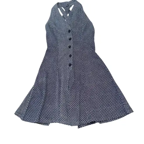 Energie Halter Dress Womens Small Button Front Polka Dot Sleeveless Mini