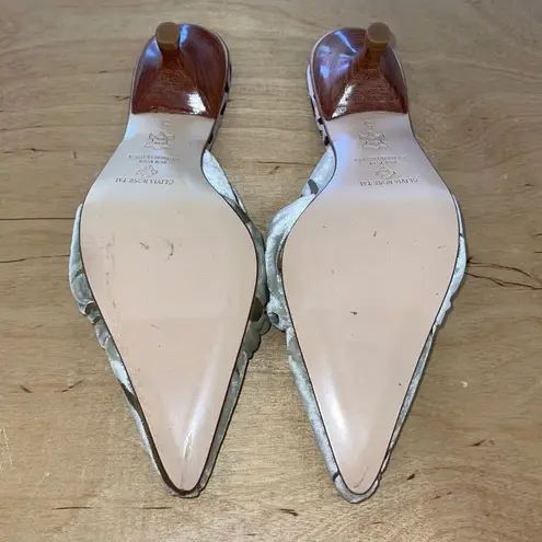 Olivia Rose Tal Velvet Kitten Heel Slides Mule twist knot accent Size 5 Light Sa Green