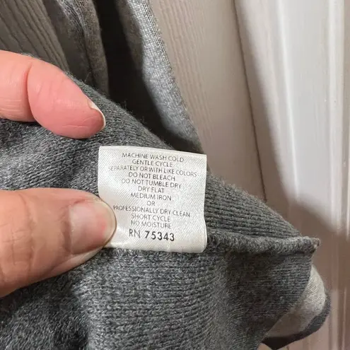 Lineamaglia Open Front Draped Cardigan Contrast Trim Gray Casual Piece