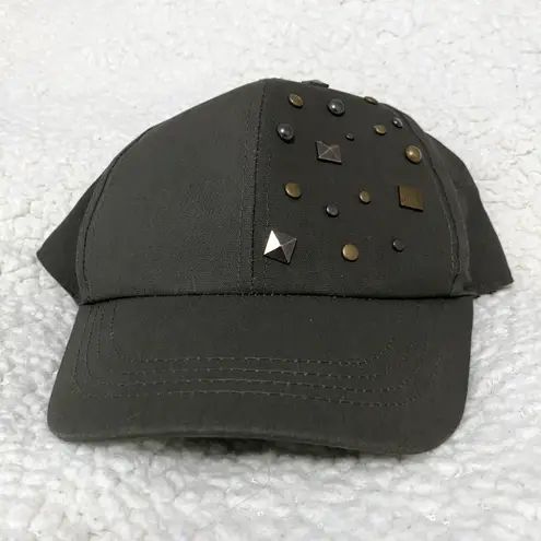 Olive Green Studded Cotton Velcro Strapback Cap