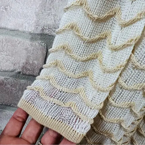 Lafayette 148 New York Cream Chevron Open Front Cardigan Size S White