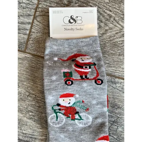 Christopher & Banks NWT Novelty Christmas Socks Santa Claus size 9 - 11 C&B