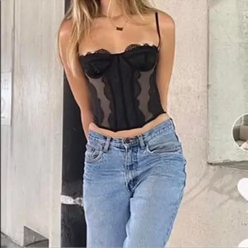 Urban Outfitters Out from Under Modern Love Corset Top Black